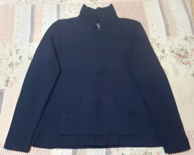 Chaqueta de lana azul con cierre - miniatura 1
