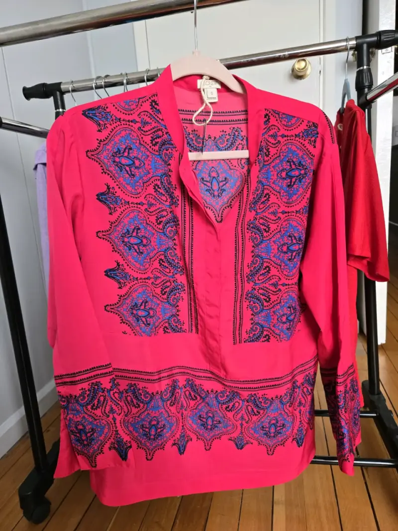 Blusa fucsia con estampado azul J.Crew - 2