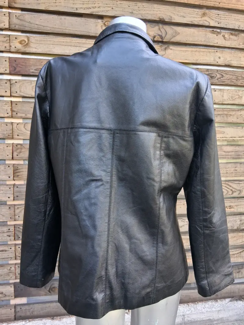 Chaqueta de cuero negra para mujer - 2