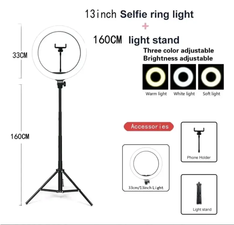 Aro de luz LED con trípode ajustable - 3