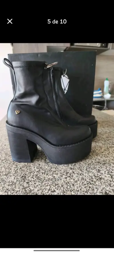 Botines de plataforma veganos blancos y negros - miniatura 2