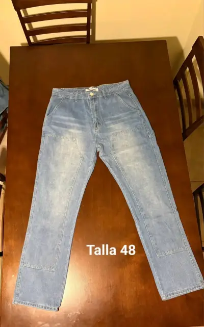 Jeans de mezclilla azul do le rodilla talla 48 - miniatura 1