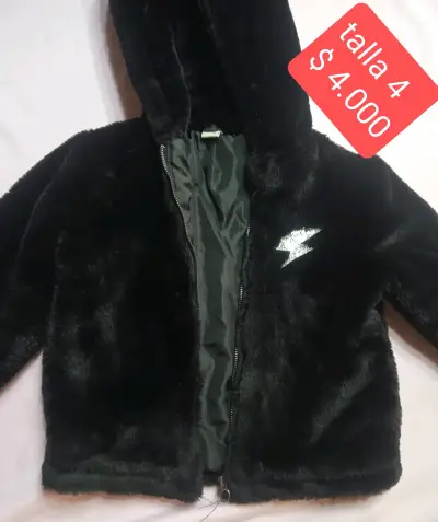 Chaqueta de peluche negra para niño talla 4 - miniatura 1