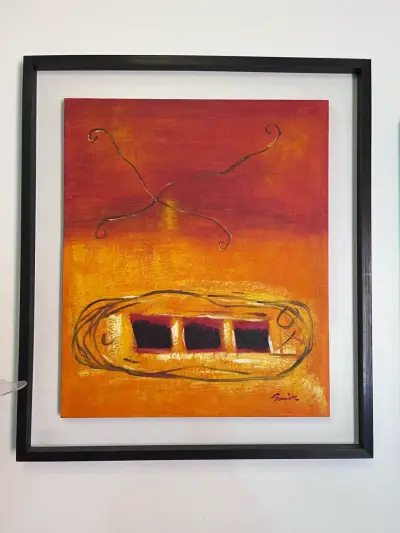 Cuadros abstractos enmarcados con tonos cálidos - miniatura 1
