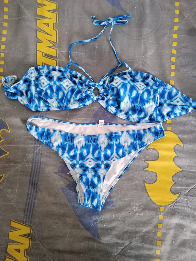 Bikini azul estampado para mujer
