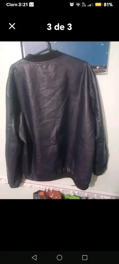 Chaqueta de cuero sintético negra para hombre - miniatura 2