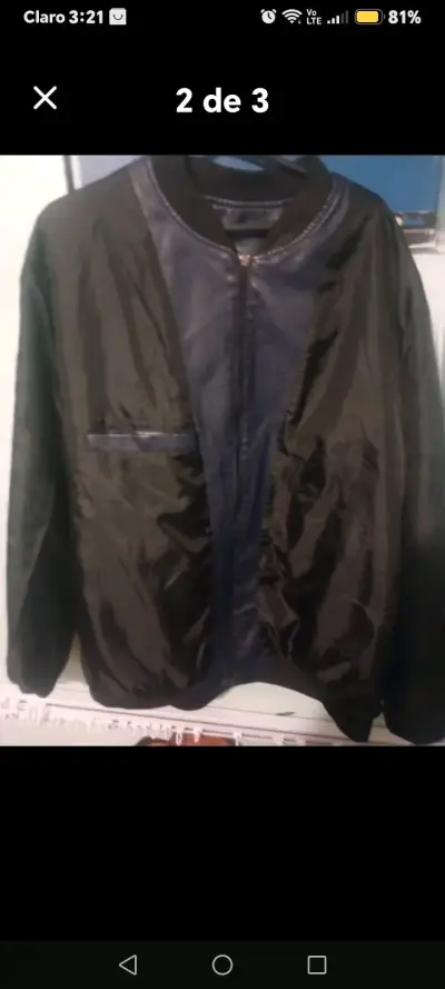 Chaqueta de cuero sintético negra para hombre - miniatura 3