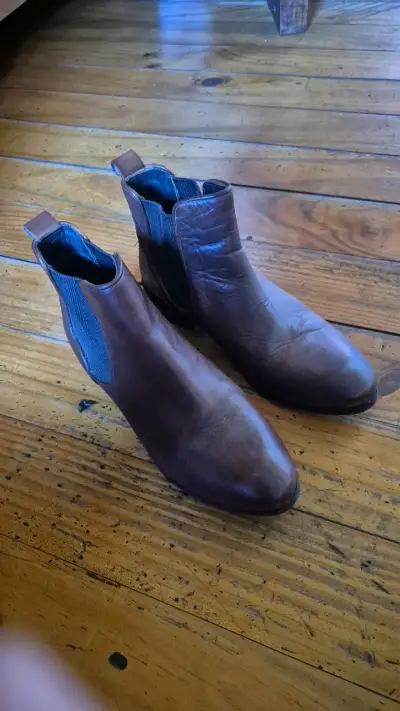 Botines de cuero marrón para mujer - miniatura 1