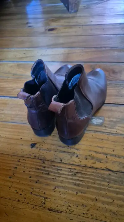 Botines de cuero marrón para mujer - miniatura 2