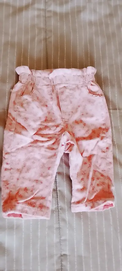 Jeans de cotele  de bebé niña rosados Opaline - miniatura 1