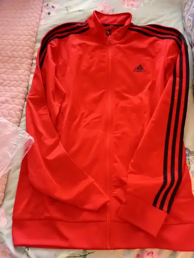 Chaqueta deportiva roja Adidas con cierre - miniatura 1