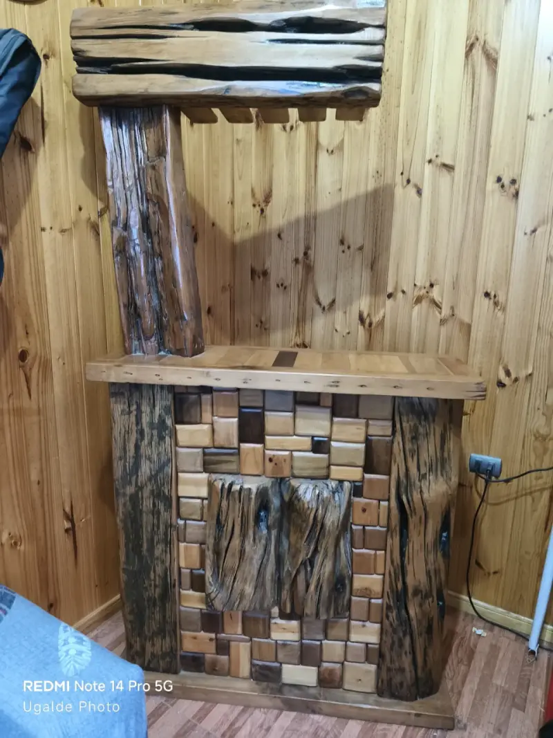Mueble Bar Rústico de Madera Natural Hecho a Mano - 2