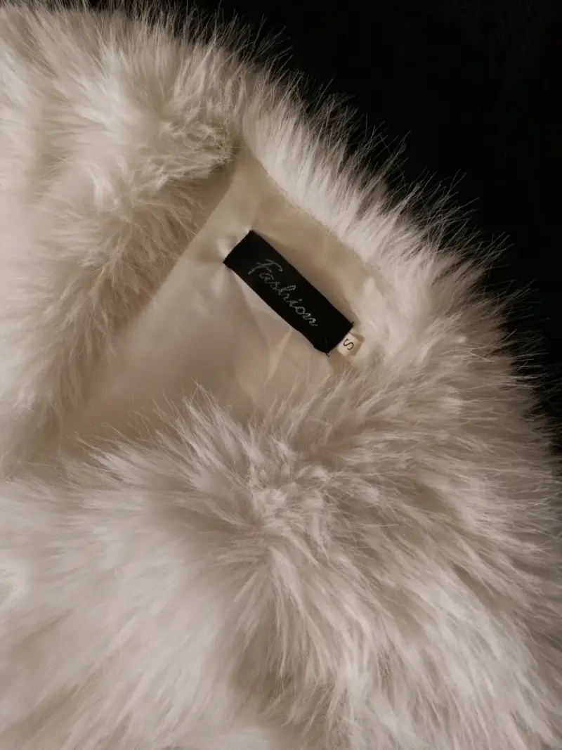 Chaqueta corta de piel sintética blanca Fashion