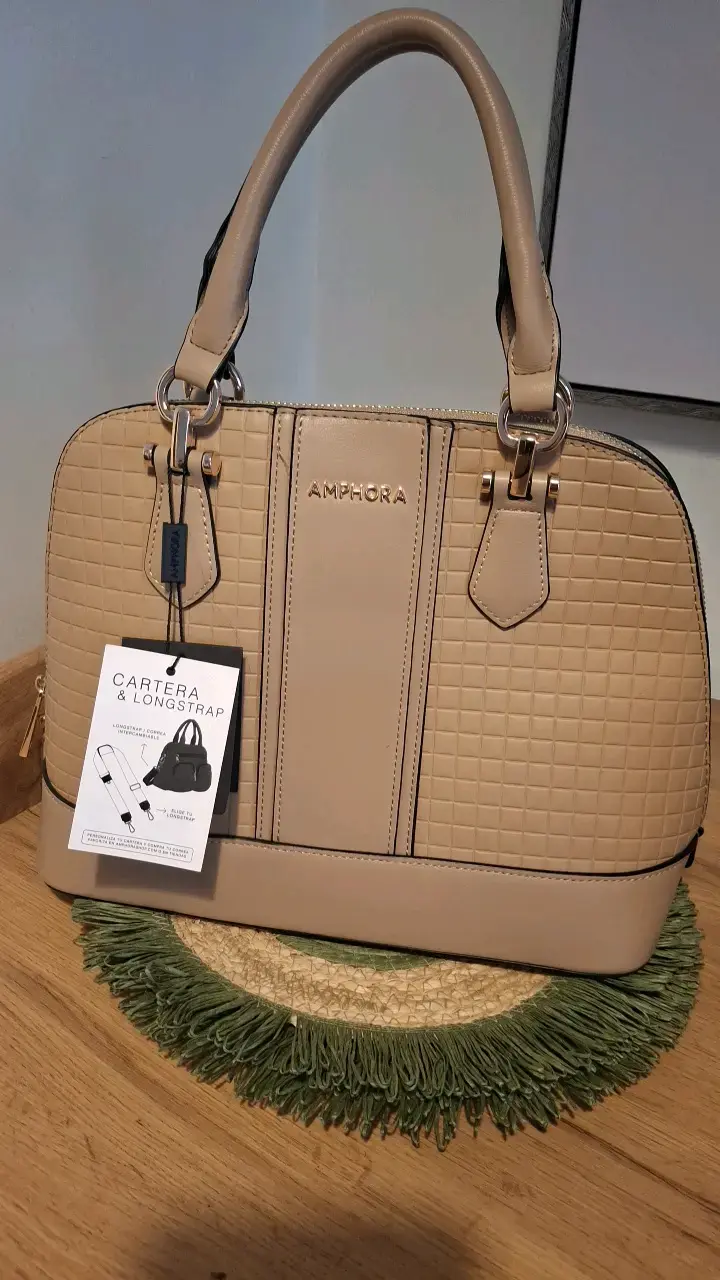 Cartera Amphora,Nueva beige con correa - 1
