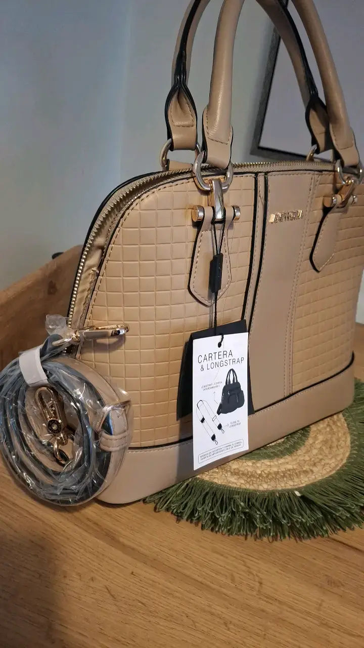 Cartera Amphora,Nueva beige con correa - 2