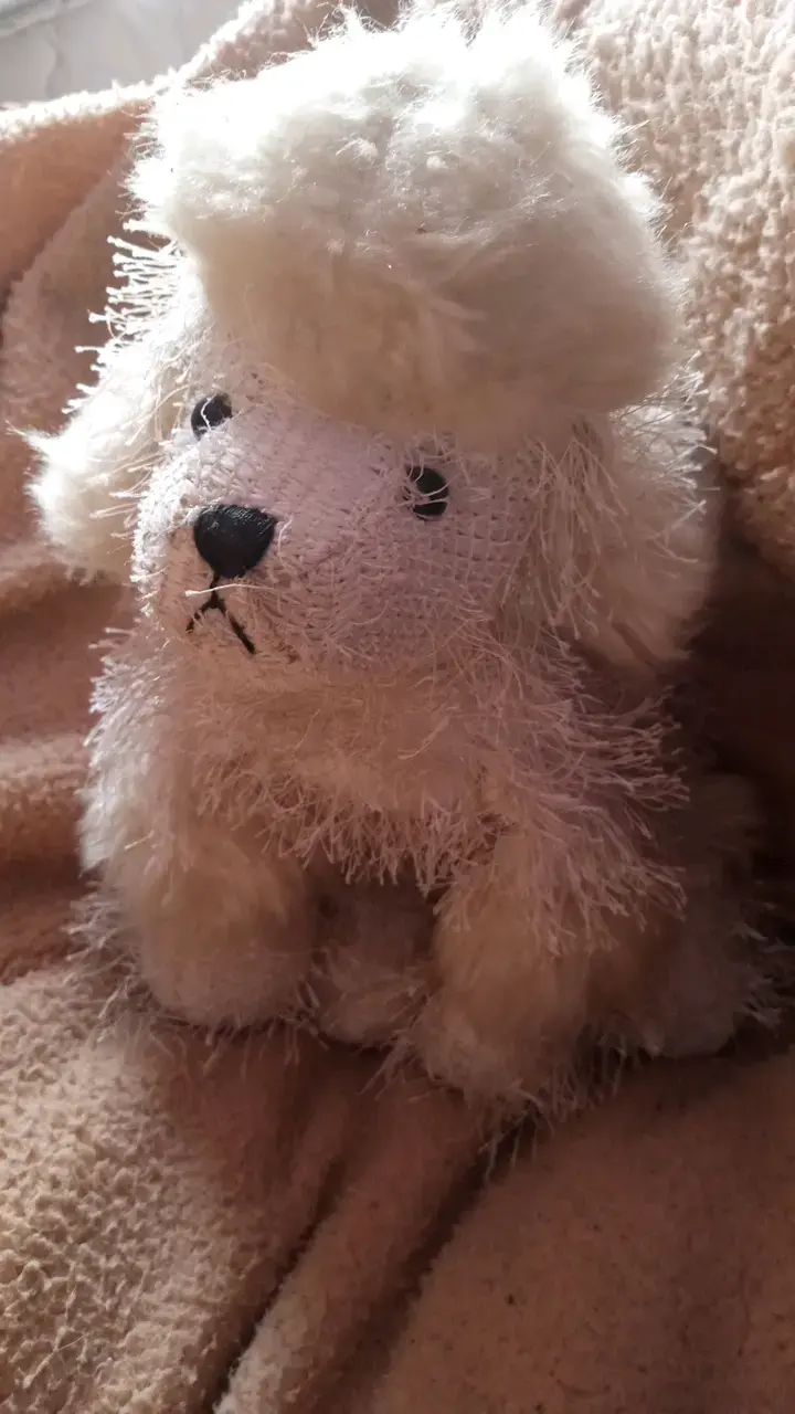 Peluche de perro blanco suave y esponjoso - 1