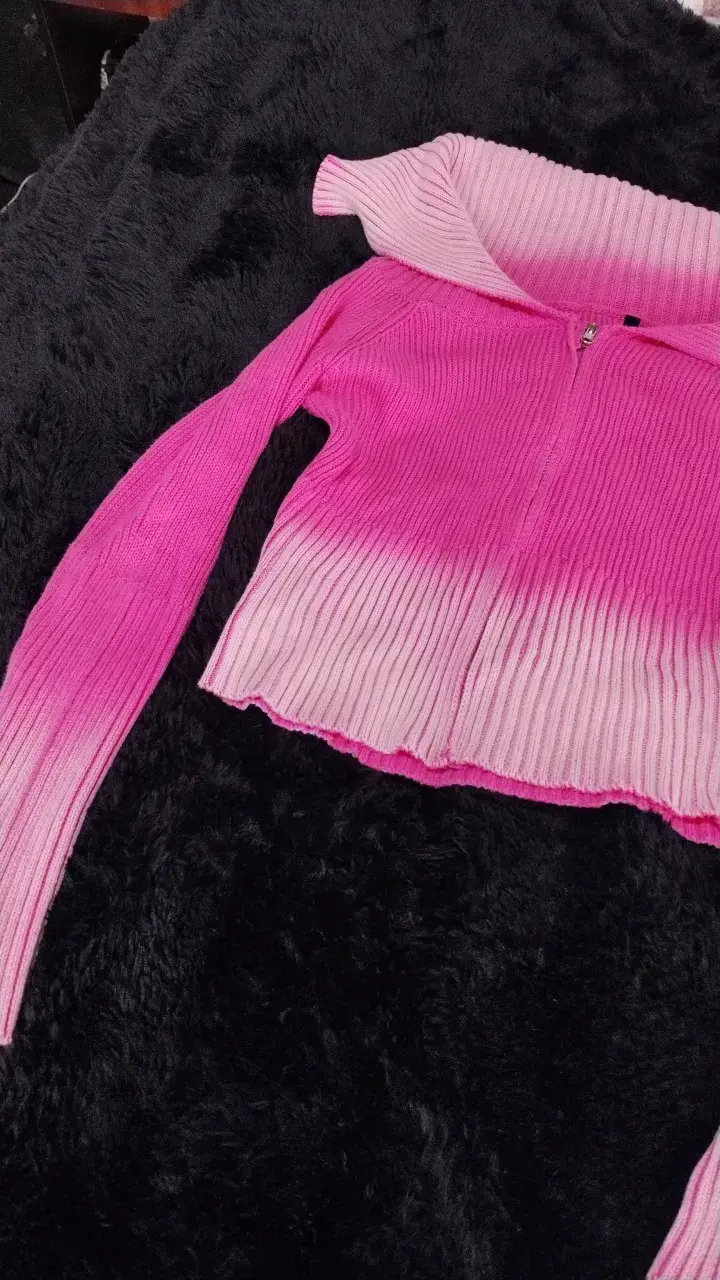 Chaleco de punto degradado rosa para mujer - 2