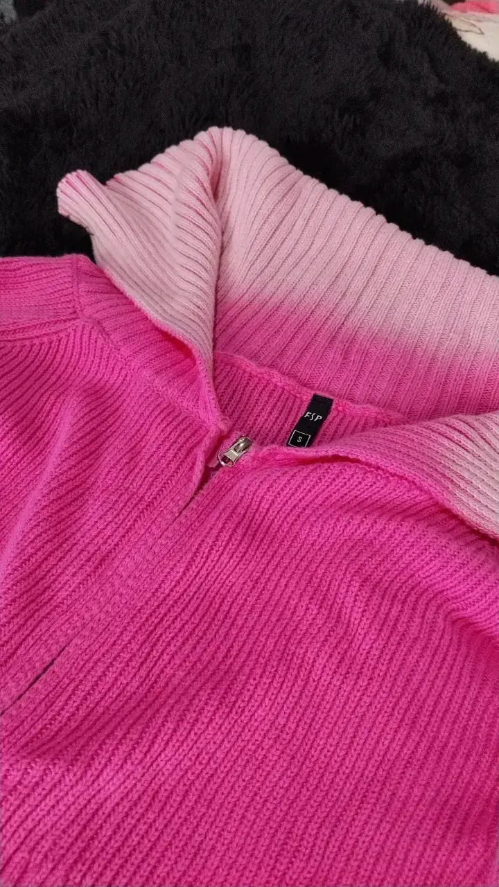 Chaleco de punto degradado rosa para mujer - 3
