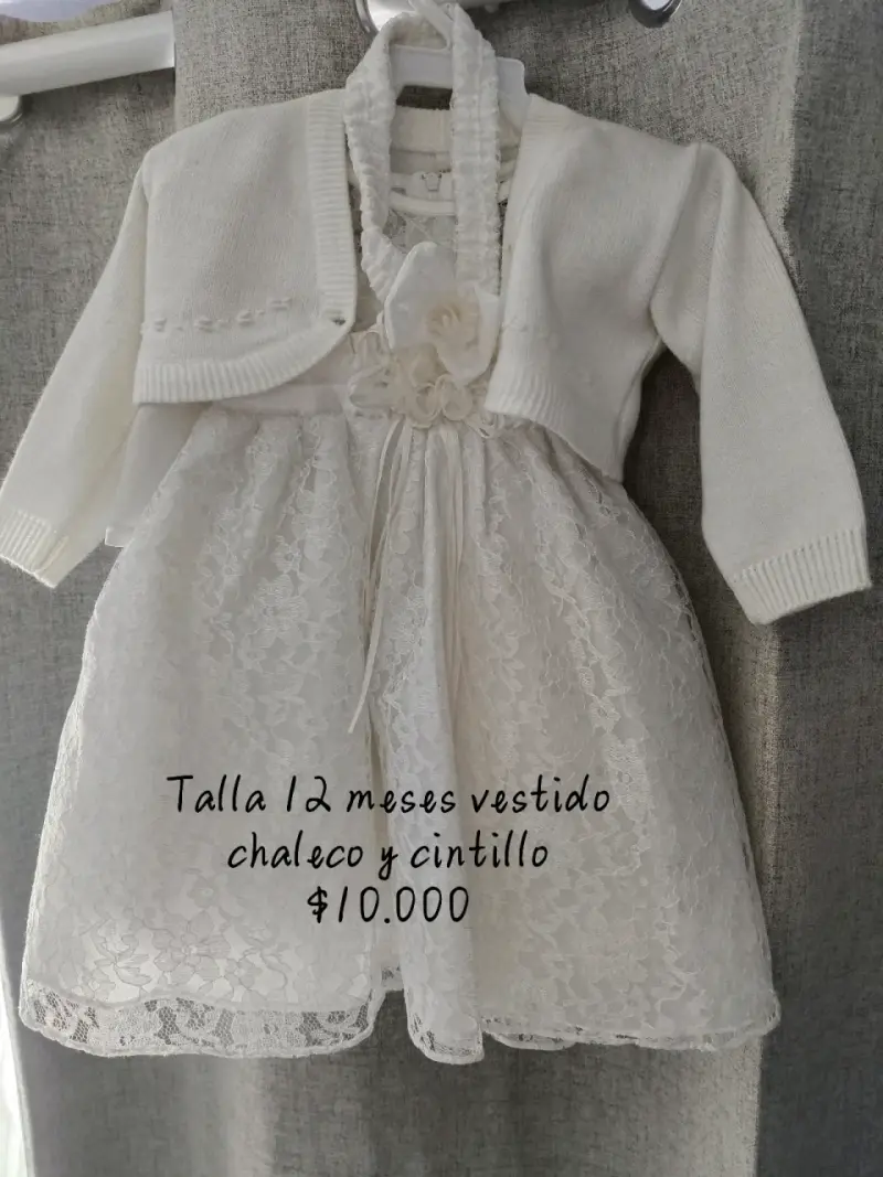 Vestido de bebé con chaleco y cintillo talla 12 meses