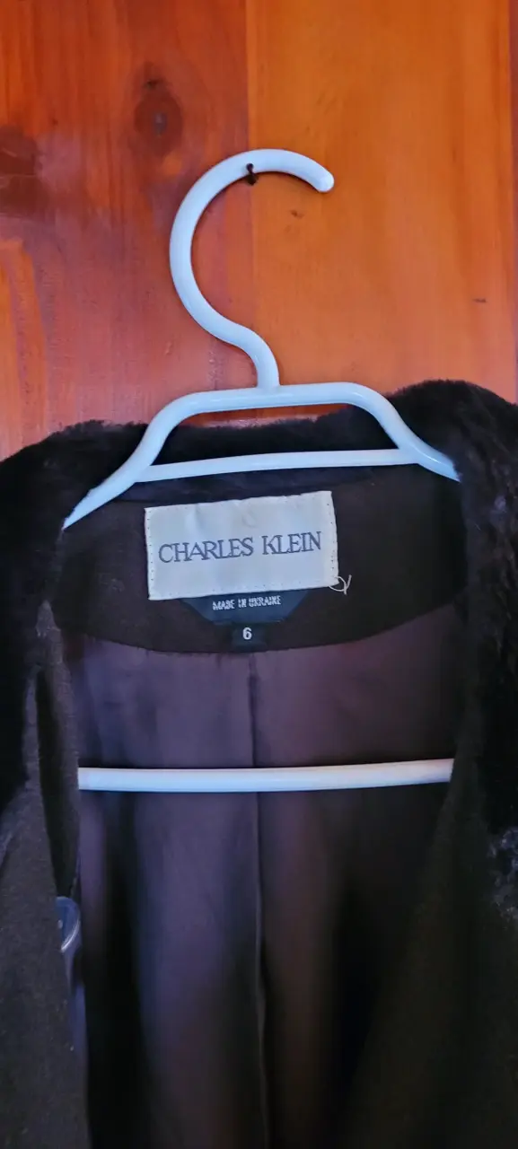 Abrigo café  con cuello de piel Charles Klein - 3