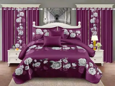 Juego de Cama Floral con Cortinas Rosadas - miniatura 4