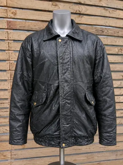 Chaqueta de cuero negra para hombre - miniatura 1