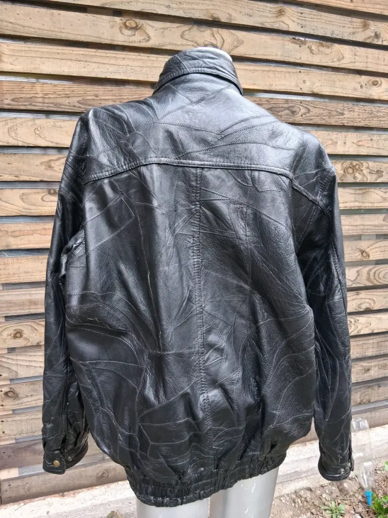 Chaqueta de cuero negra para hombre - 3