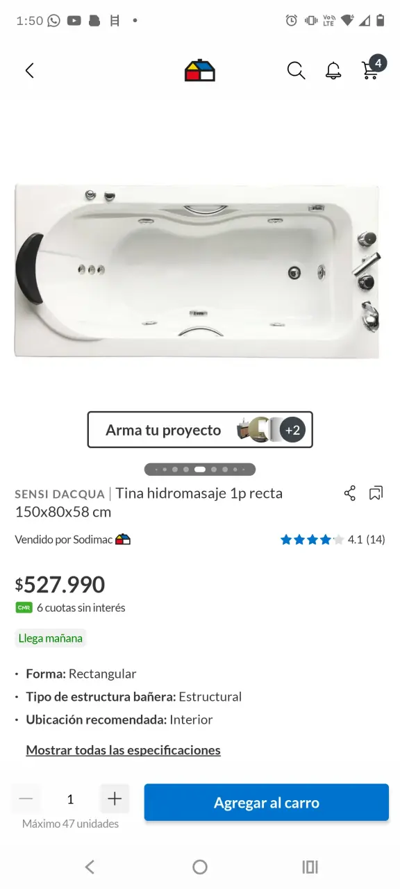 Tina de hidromasaje blanca con jets - 5