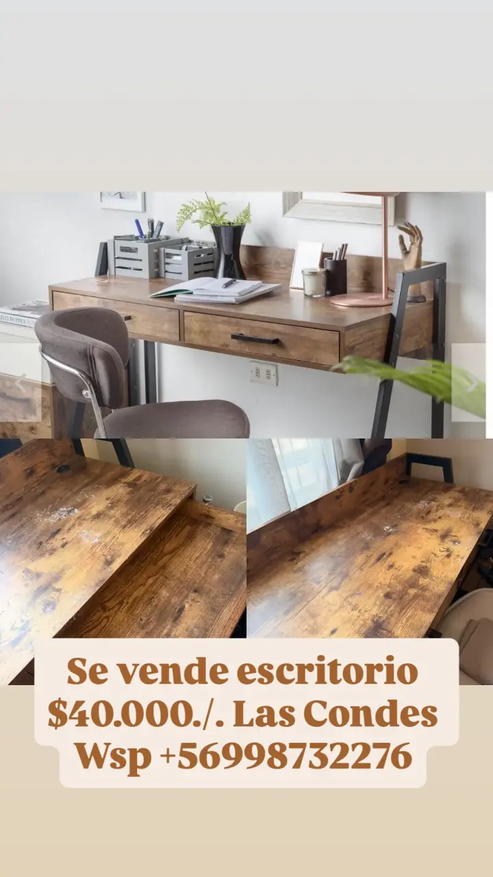 Escritorio de Madera con Cajón y Estante - 3
