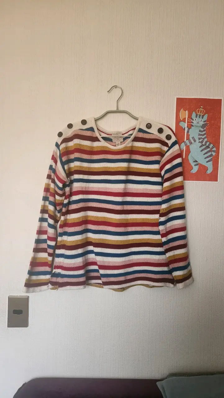 Suéter de rayas multicolor con botones, para mujer