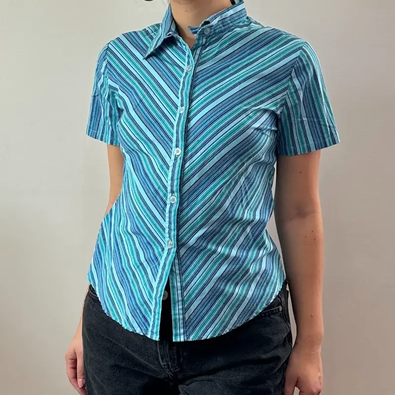 Camisa azul manga corta - 1