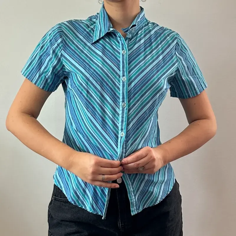 Camisa azul manga corta - 2