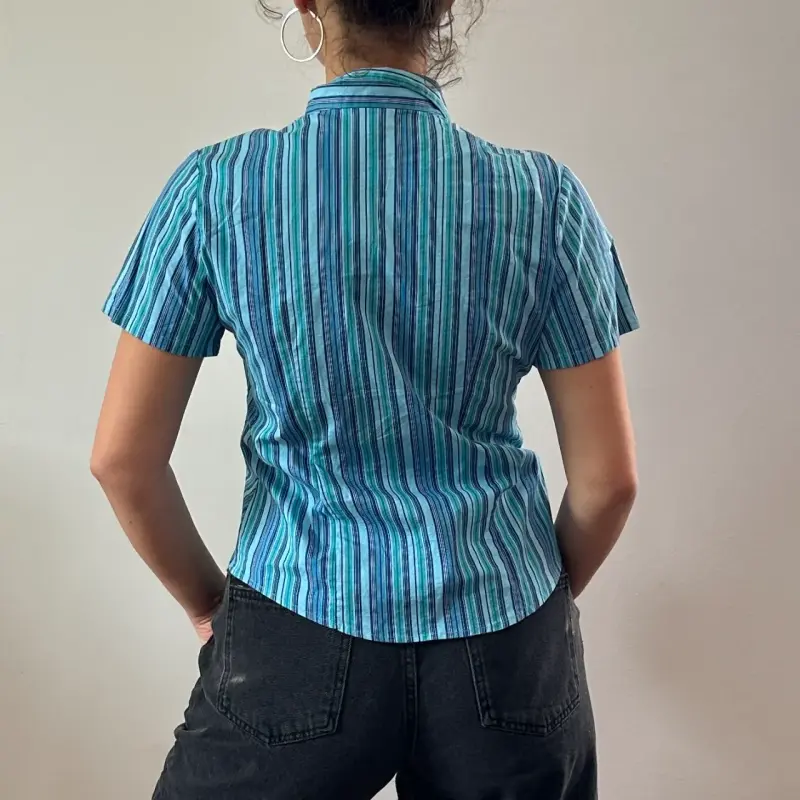 Camisa azul manga corta - 5