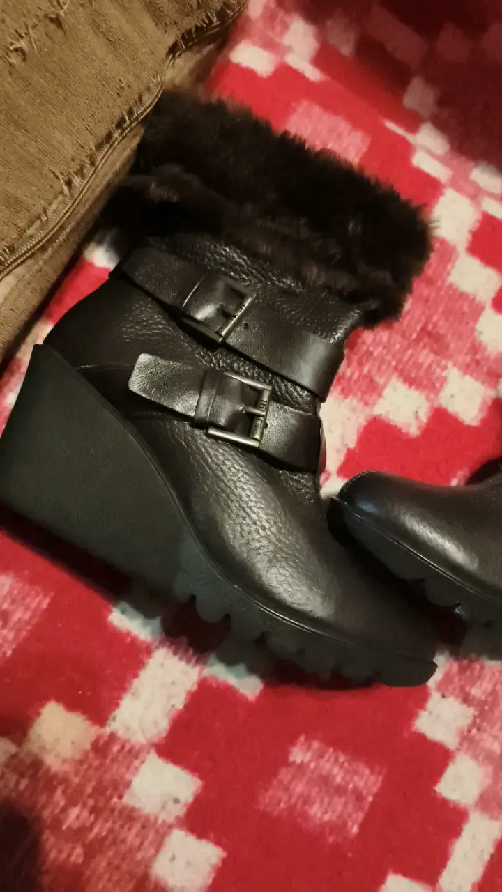 Botines de cuero marrone con plataforma y hebillas - 3