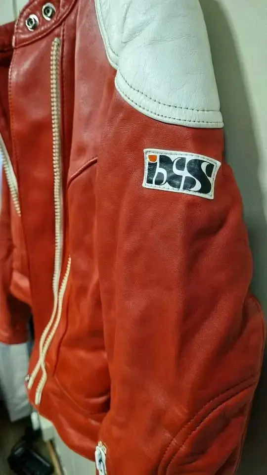 Chaqueta de cuero roja para moto BSS - 2