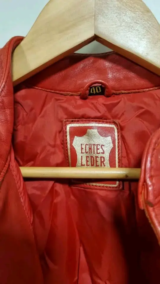 Chaqueta de cuero roja para moto BSS - 3