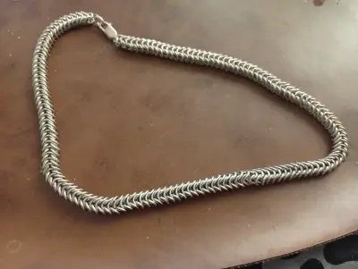 Collar de plata tejido grueso, confección artesano - miniatura 1