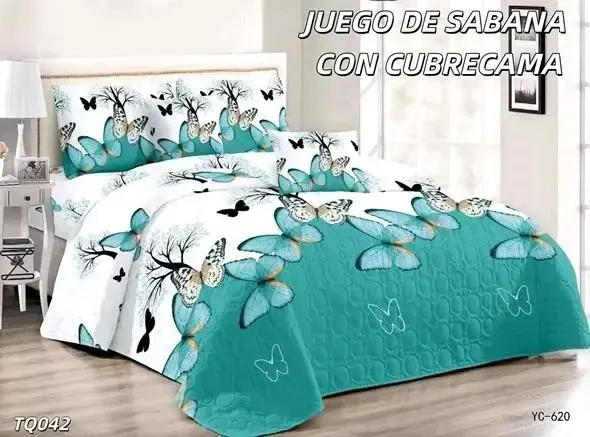Juego de sábanas con cubrecama diseño mariposas - 4