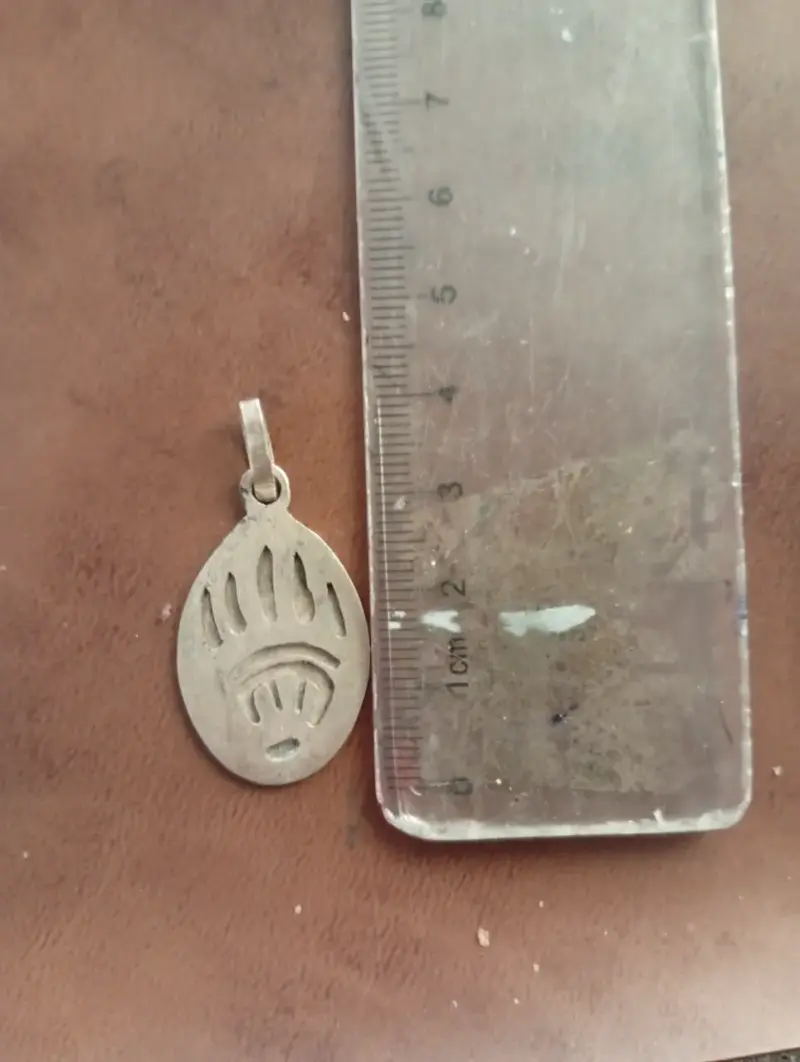 Colgante de plata con diseño de huella oso - 2