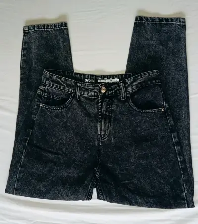 Jeans negros desgastados para mujer Sybilla - miniatura 1