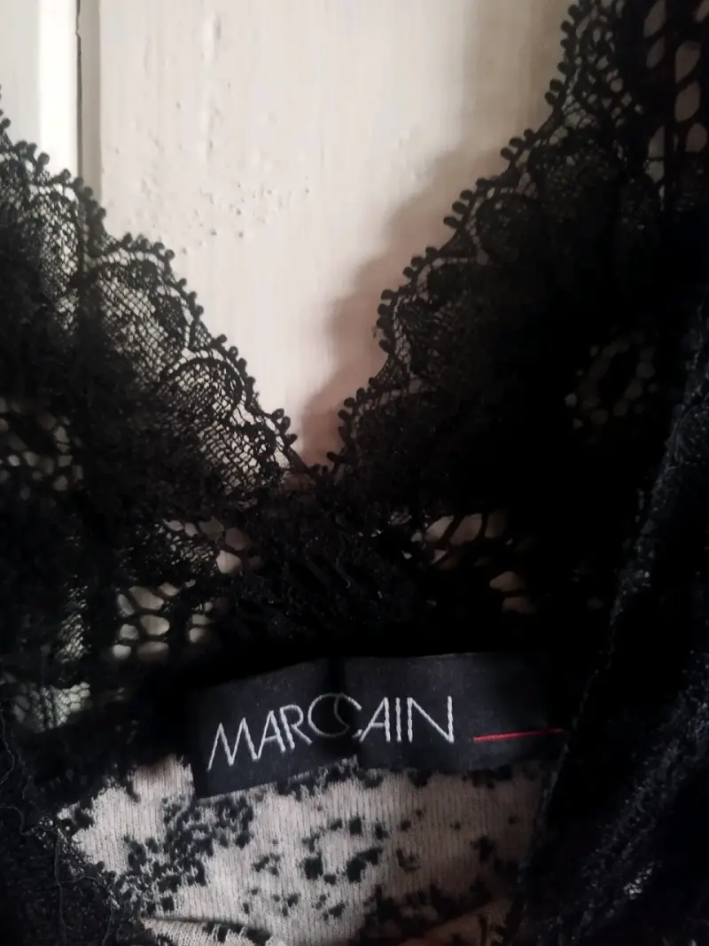 Vestido de encaje negro y blanco Marc Cain elegante - 2