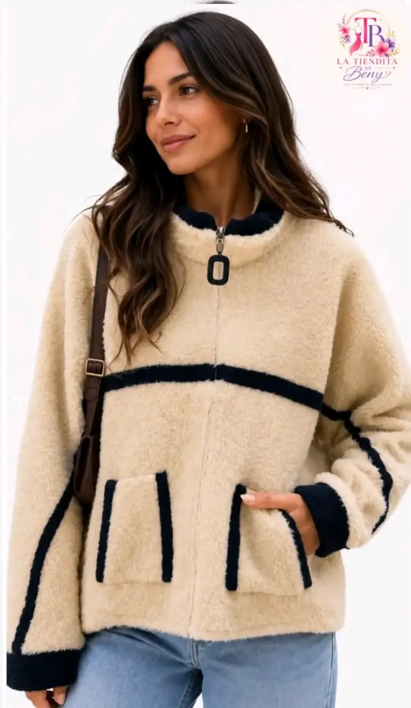 Chaqueta de lana polar con cierre para mujer - 1
