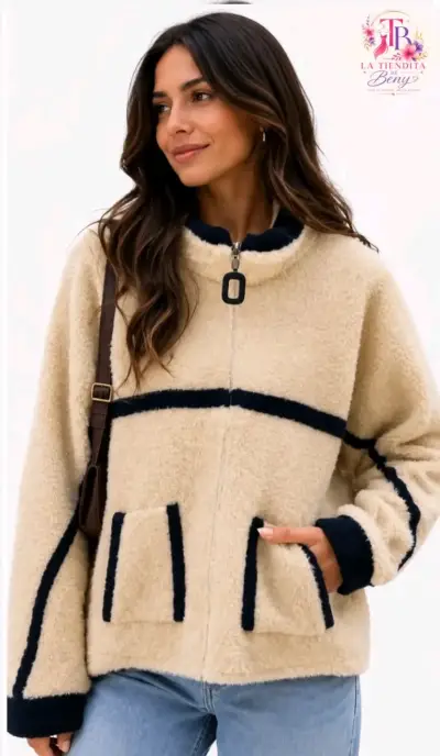 Chaqueta de lana polar con cierre para mujer - miniatura 1