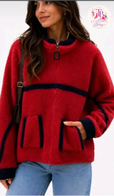 Chaqueta de lana polar con cierre para mujer - miniatura 3