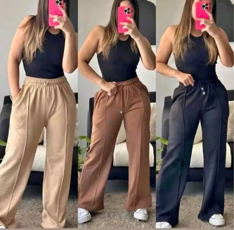 Pantalones palazzo de algodón en varios colores - 1