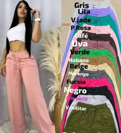 Pantalones palazzo de algodón en varios colores - miniatura 2