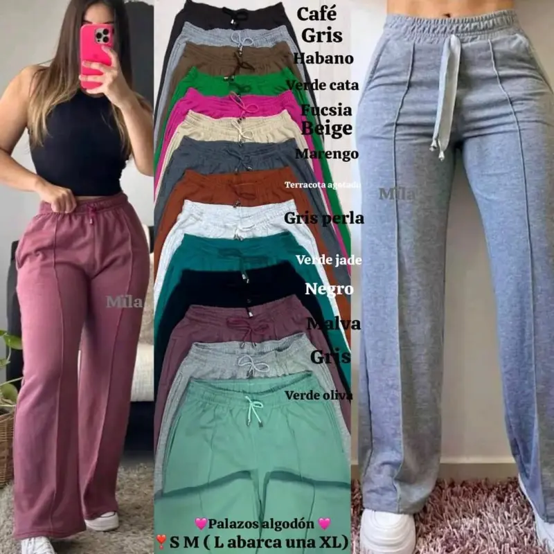 Pantalones palazzo de algodón en varios colores - 3