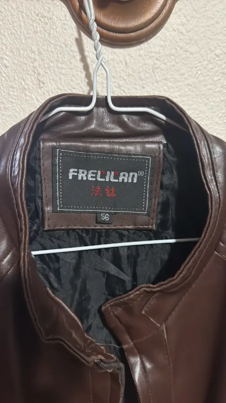 Chaqueta de cuero marrón para hombre Frellan - 2