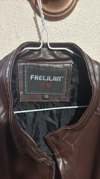 Chaqueta de cuero marrón para hombre Frellan - miniatura 2