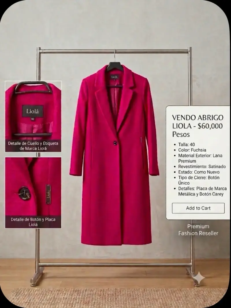 Abrigo fucsia de lana Liolá talla 40